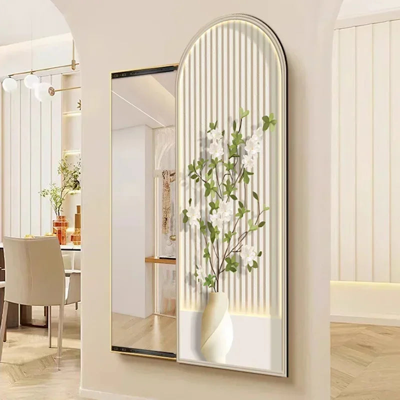 Decorative Nordic square mirror with aesthetic floral frame - view 5