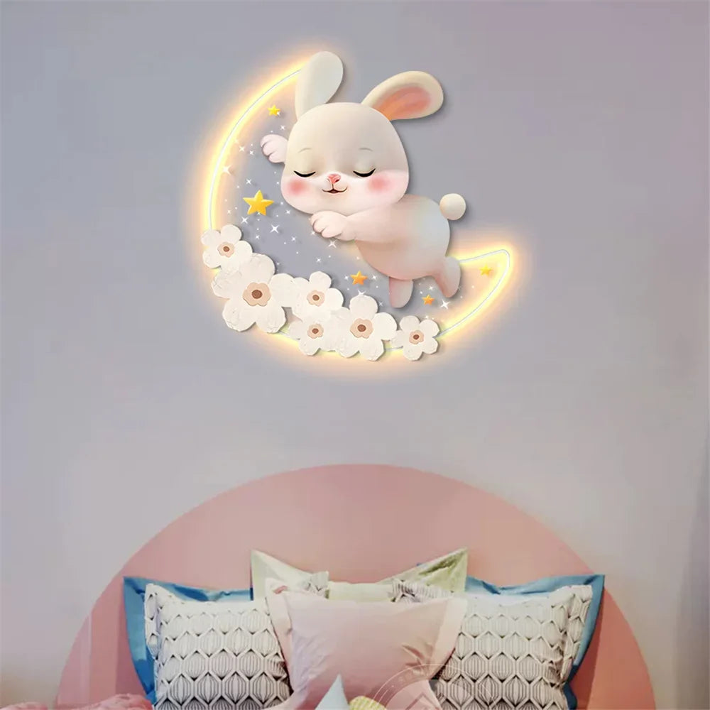 Rabbit wall sconce with strawberries for decorative children's room - view 5
