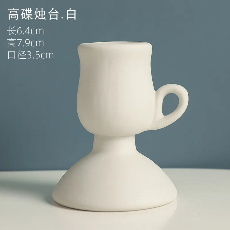 Nordic ceramic candle holder for elegant interior decoration - Tall White