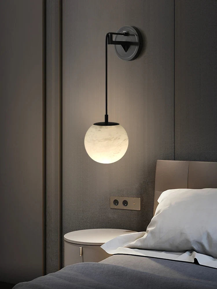 Modern copper bedside lamp and natural marble - view 4