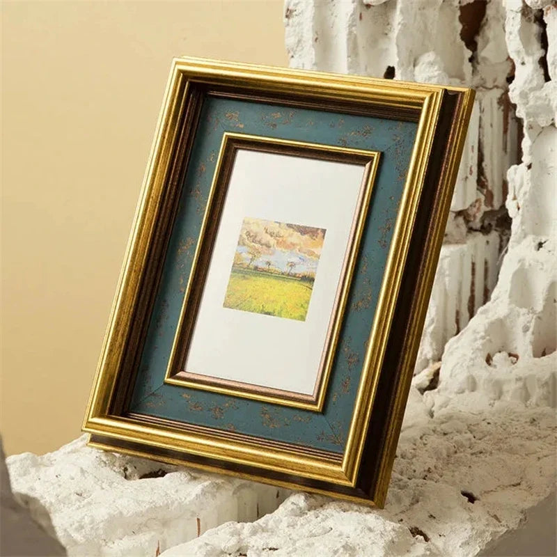 American retro photo frame with golden border for interior decoration - view 4
