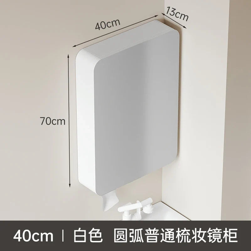 Circular aluminum cabinet with intelligent lighting mirror and storage - 40cm 3