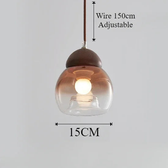 Retro glass pendant light medieval style for modern decoration - Noyer / 3-Color Lights