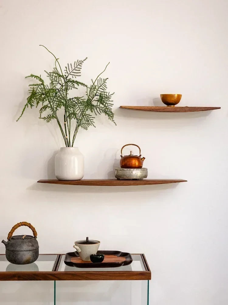 Wall shelf in solid wood minimalist modern display support