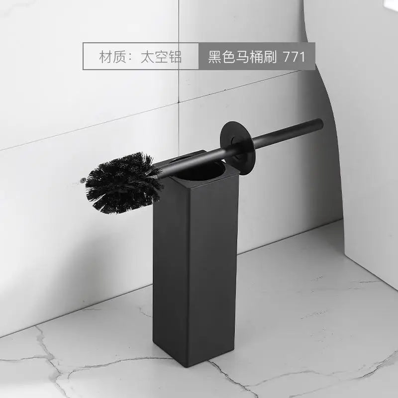 Toilet brush with bathroom holder - Black Square