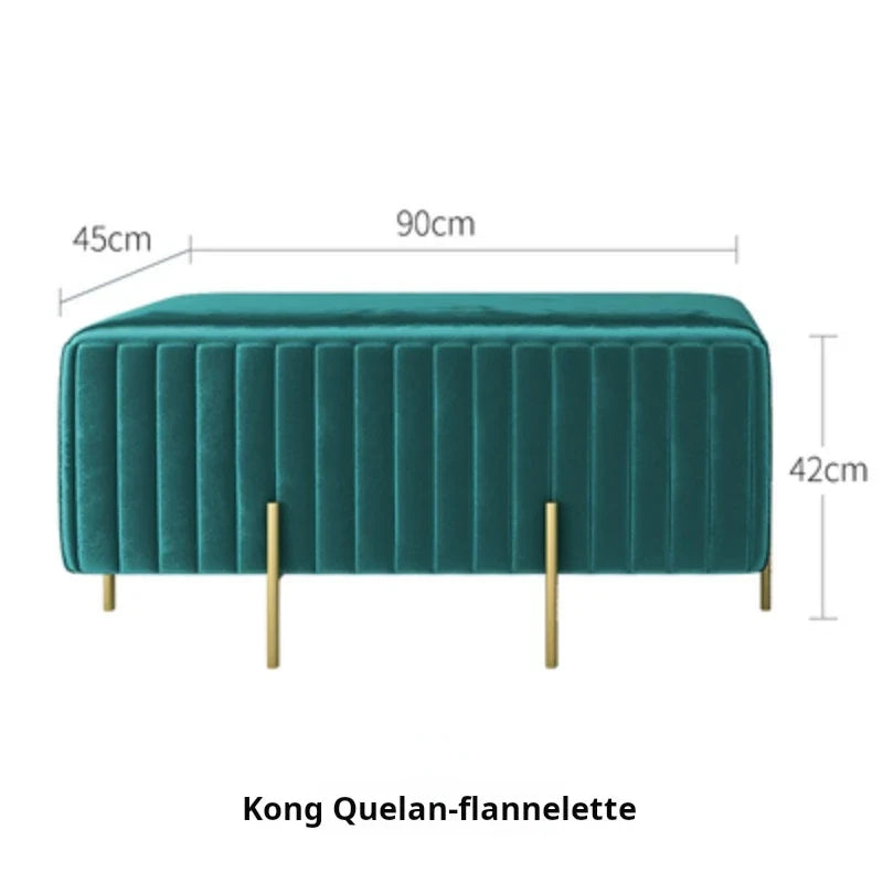 Multifunctional creative Nordic velvet bench for living room and bedroom - Peacock Blue 90
