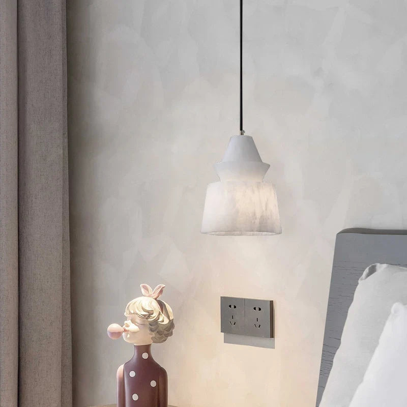 Modern pendant light in natural marble and elegant copper design - view 2