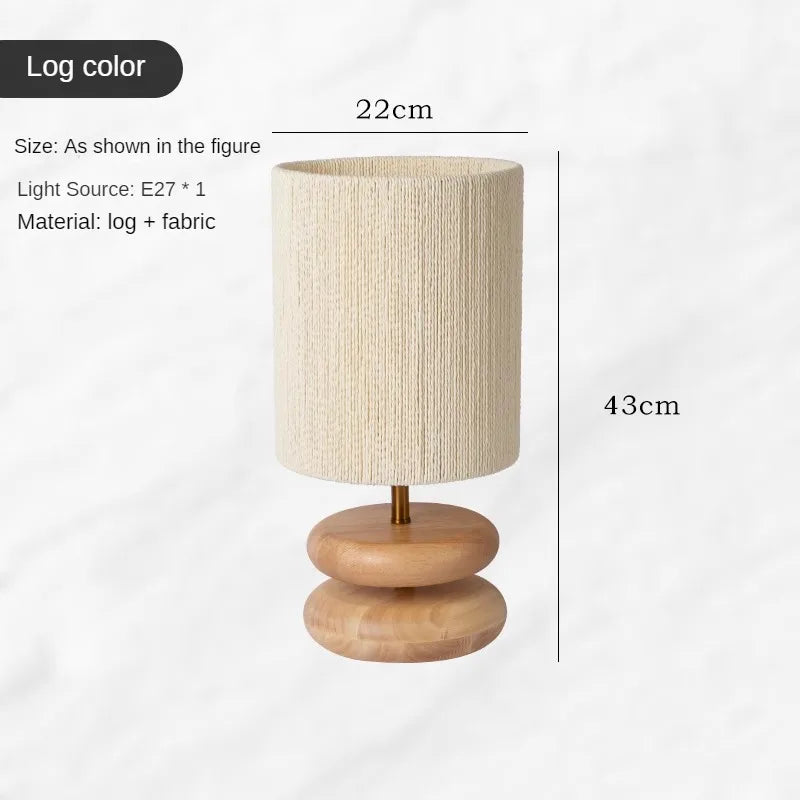 Solid Wood Design Creative Walnut Color Living Room, Study, Bedroom, Bedside, Japanese Style Atmosphere Decoration E27 Desk Lamp - 2700-3300K / Log color-H 43cm