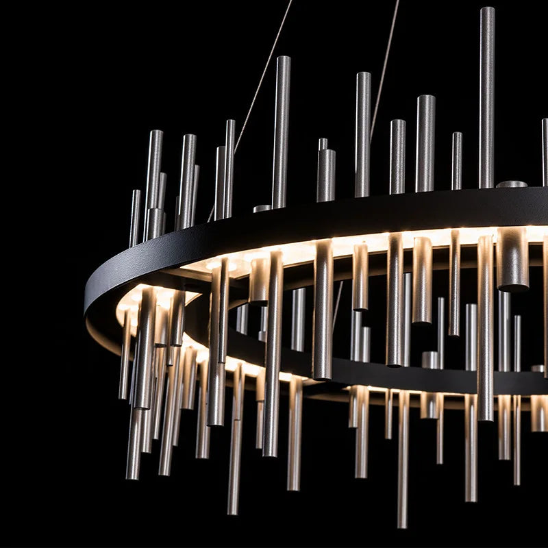 Minimalist chandelier in stainless steel black modern design - view 10