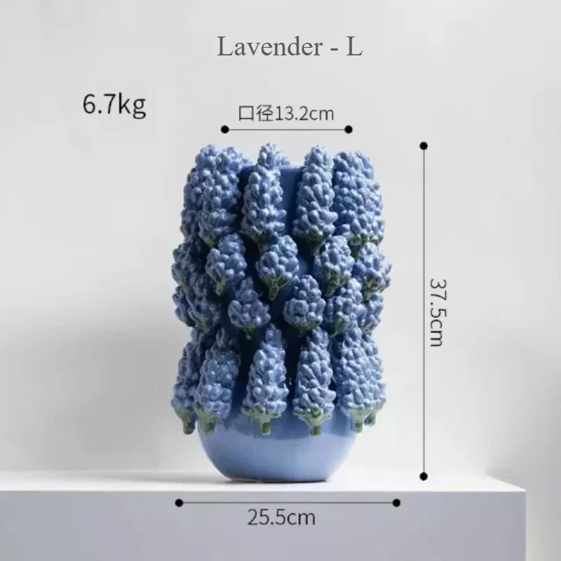 Ceramic Vase,Lemon Tomato Modern Simple Style Indoor Wedding Table Decoration,Creative Home Decorative Flower Arrangement - Lavender - L