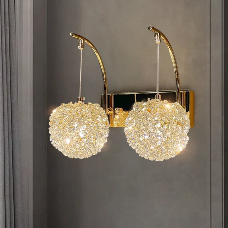 Wall sconce in crystal and metal gold elegant design for modern interior - view 3