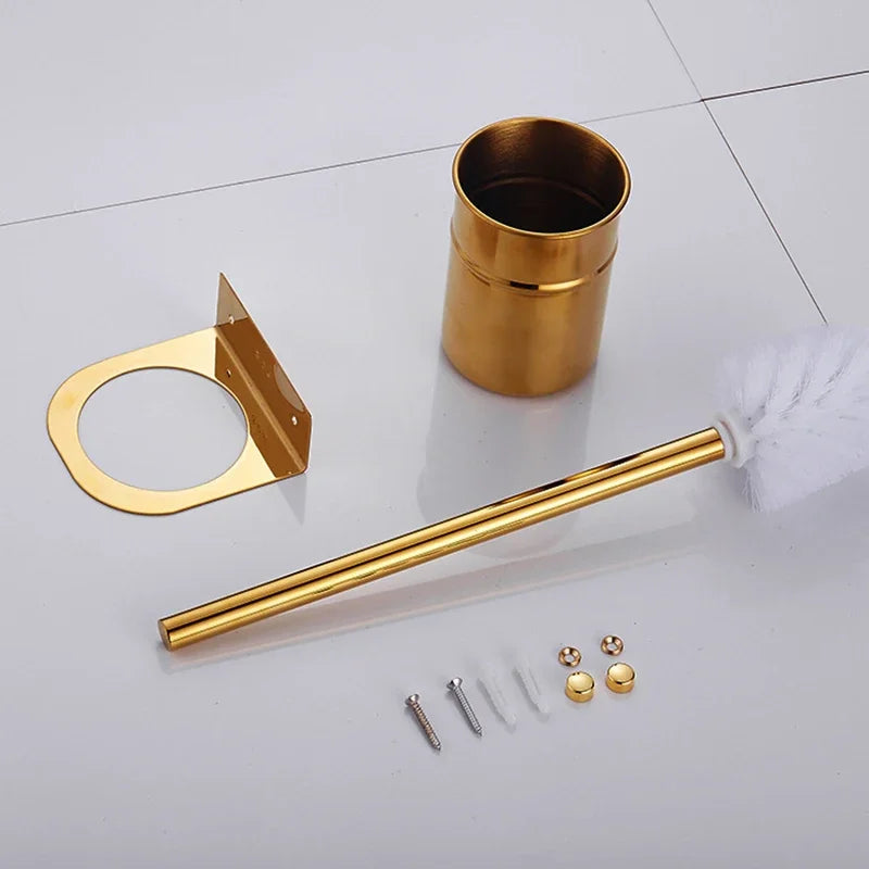 BOUSSAC Gold Stainless Steel Bathroom Cleaning Brush - Gold