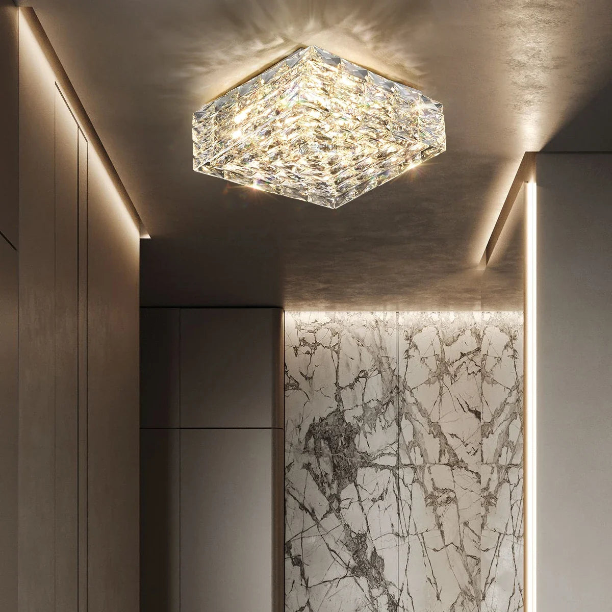 Stainless steel ceiling and modern creative design crystal square
