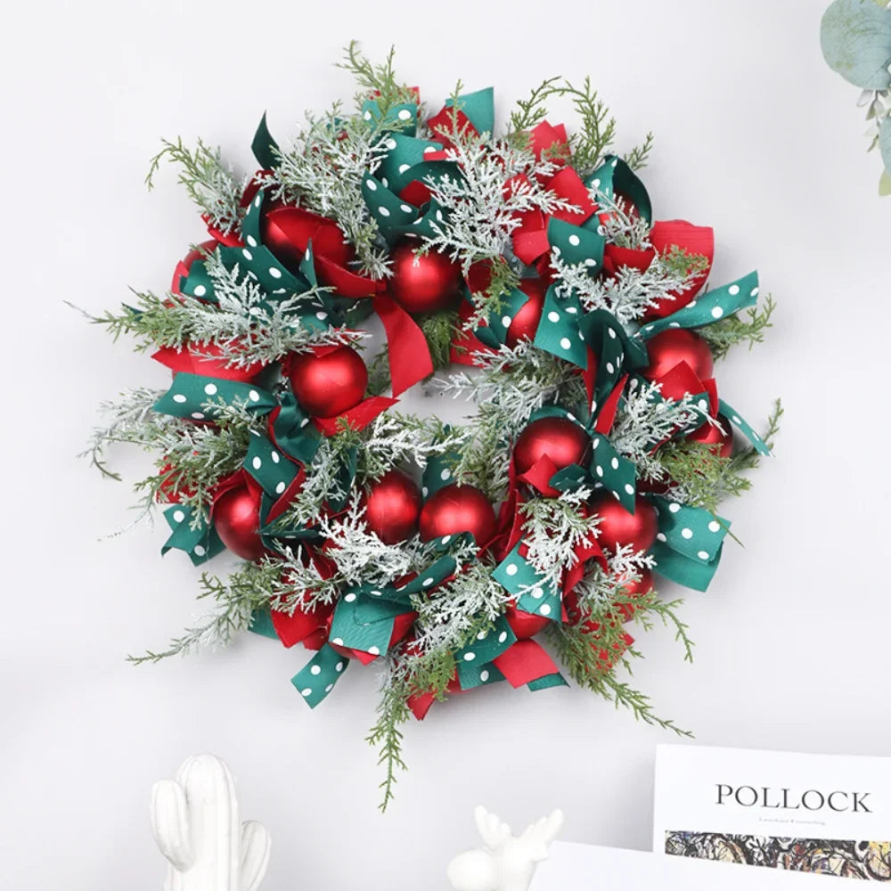 Christmas crown with ribbons and decorative balls - view 2