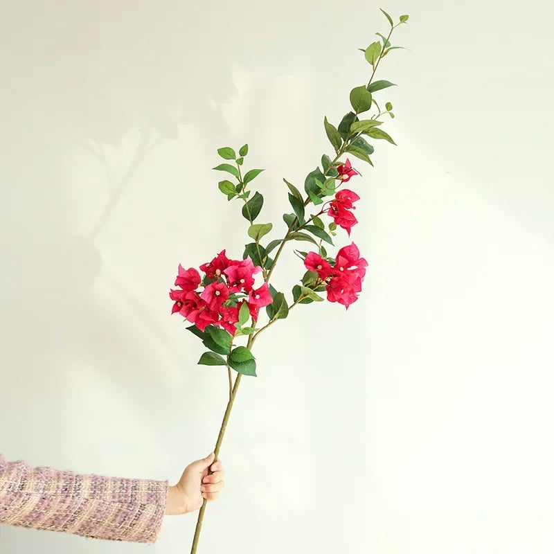 Artificial Silk Plum Flower Branch, 115 cm - Pink Red