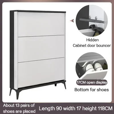 Modern luxury minimalist shoe cabinets ultra-thin furniture organizer - White 90X17X118CM