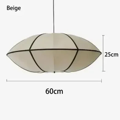 Nordic fabric laten silk Zen during light, living room interior decoration, Japanese beige lantern during light - A Beige 60cm / white light