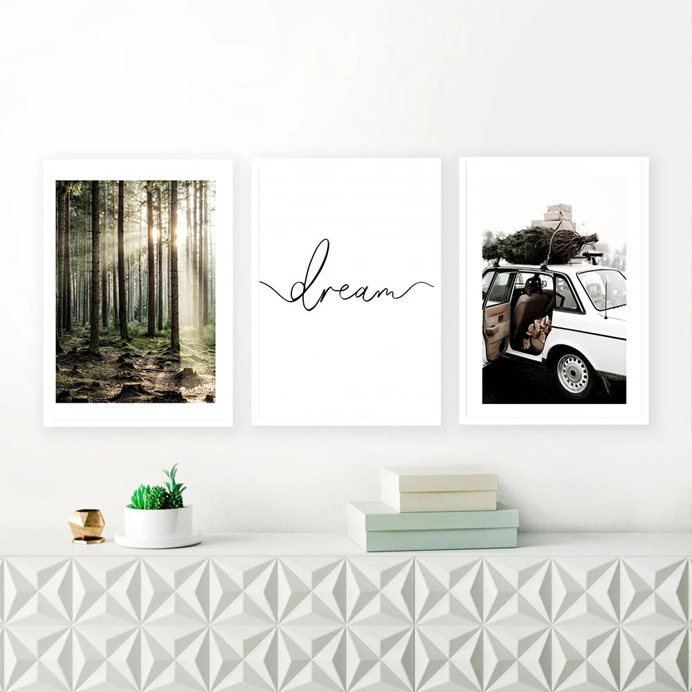 Winter forest deer owl landscape northern wall art - view 5