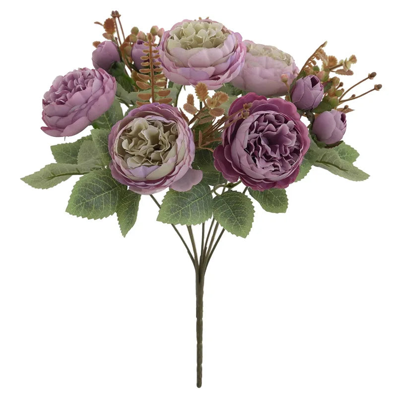 Bouquet of silk peonies for artificial decoration - Purple