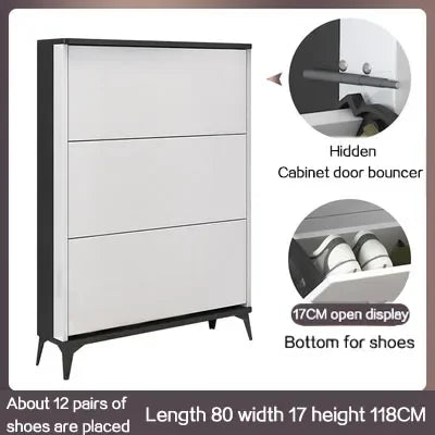 Modern luxury minimalist shoe cabinets ultra-thin furniture organizer - White 80X17X118CM