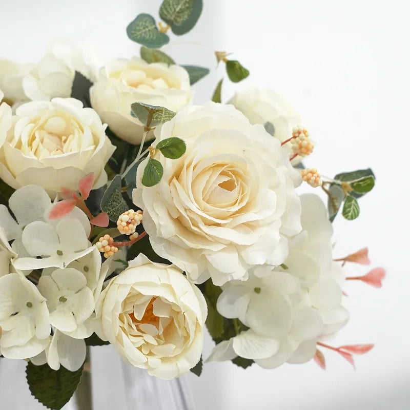 Bouquet of vintage peonies and hortensias for wedding decoration - view 4