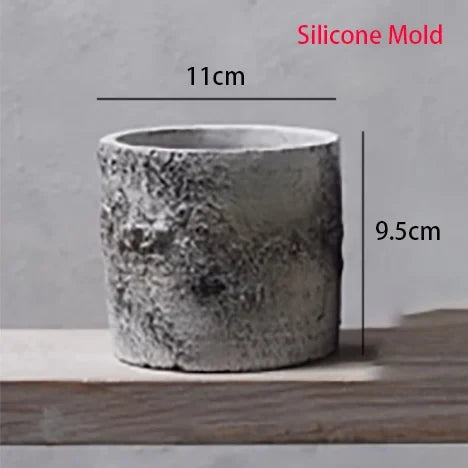 Retro silicone mould for cement flower pot - Light grey