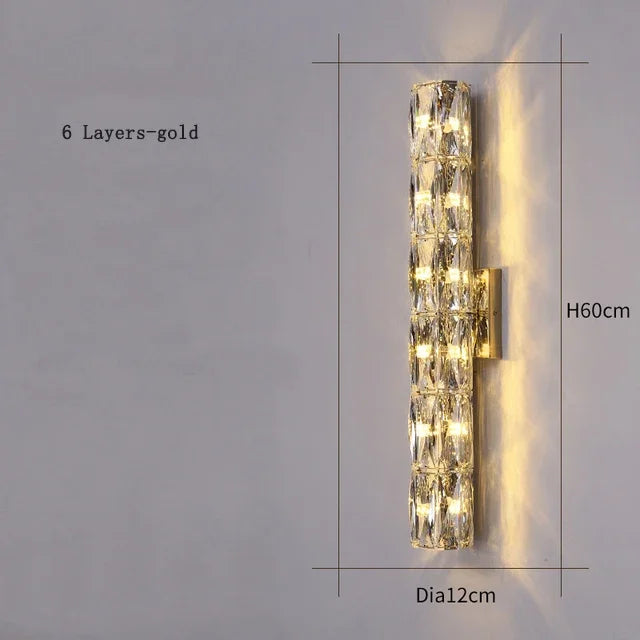 Modern wall sconce crystal for elegant interior decoration - Gold 6 Layers / Warm Light