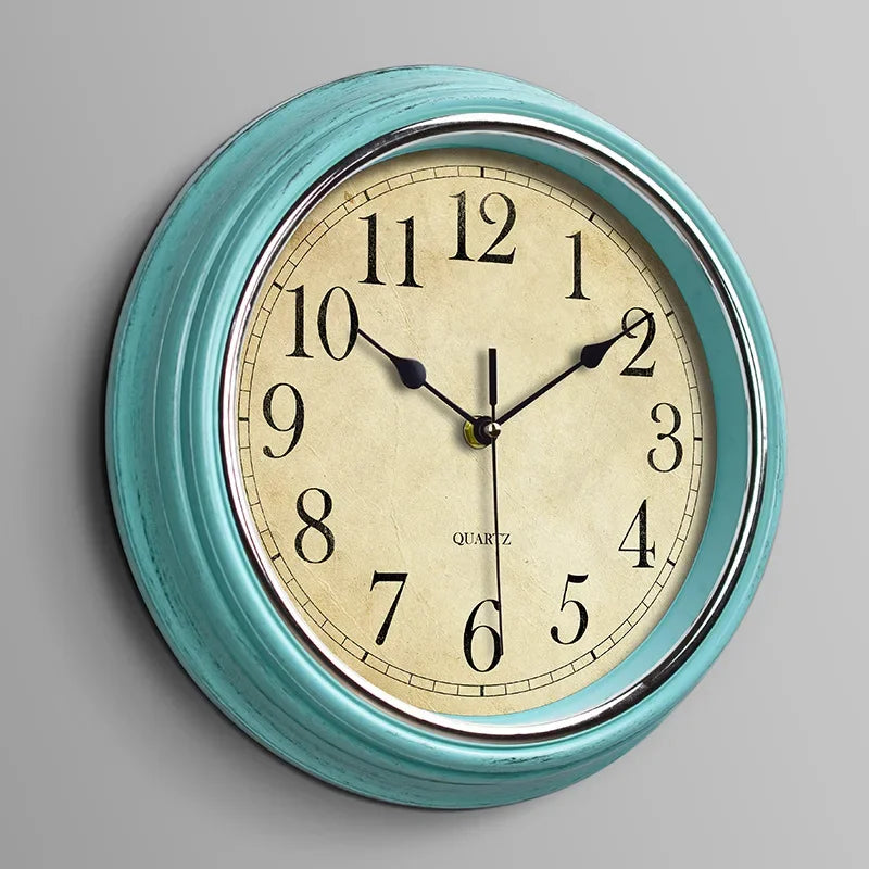 Silent vintage wall clock for interior decoration - Blue / 12 inches