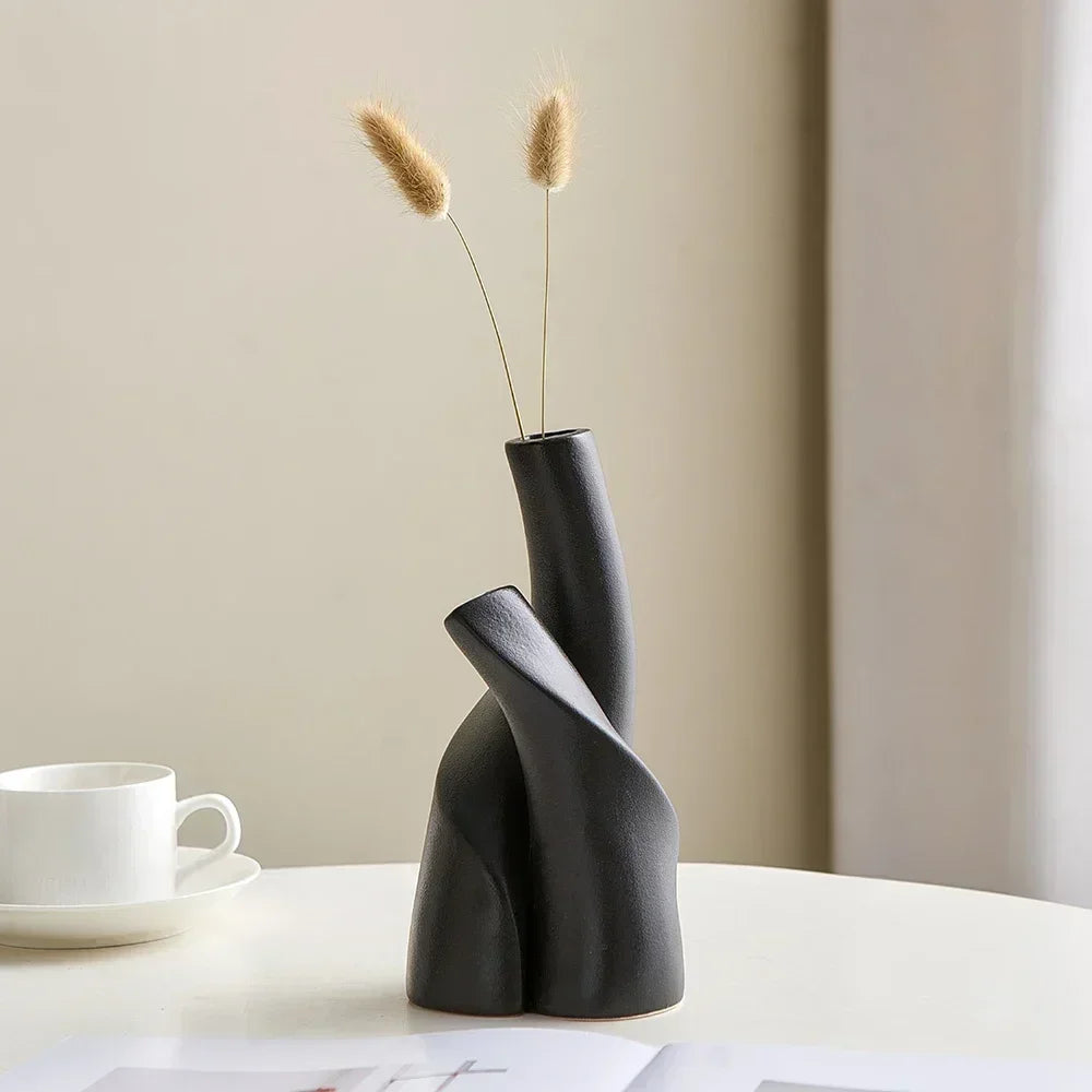 Modern hand-made frosted ceramic vase for dried flowers - view 6