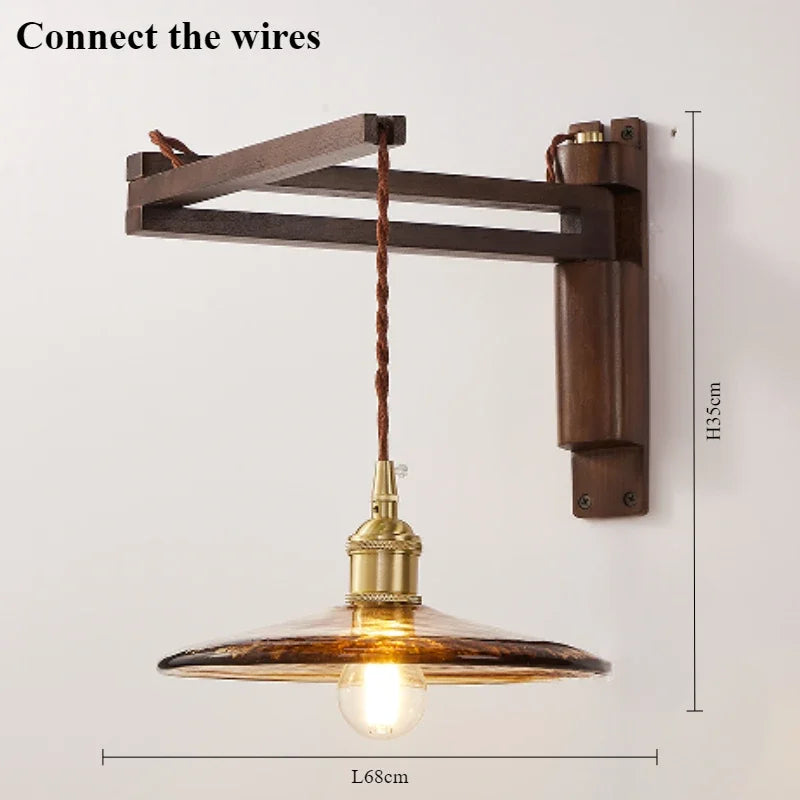 Modern walnut wood lamp with decorative led light - Connexion F / Neutral Light 4500K
