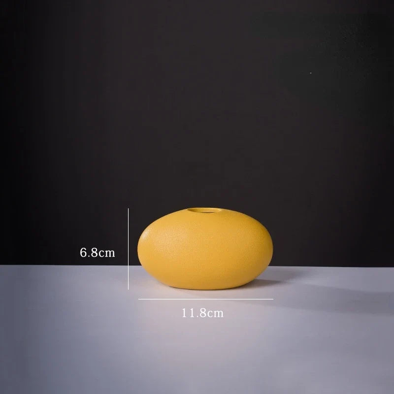 Ceramic Small Vase for Home Decoration, Simple and Modern, Round Flowers, Solid Color, New - 39