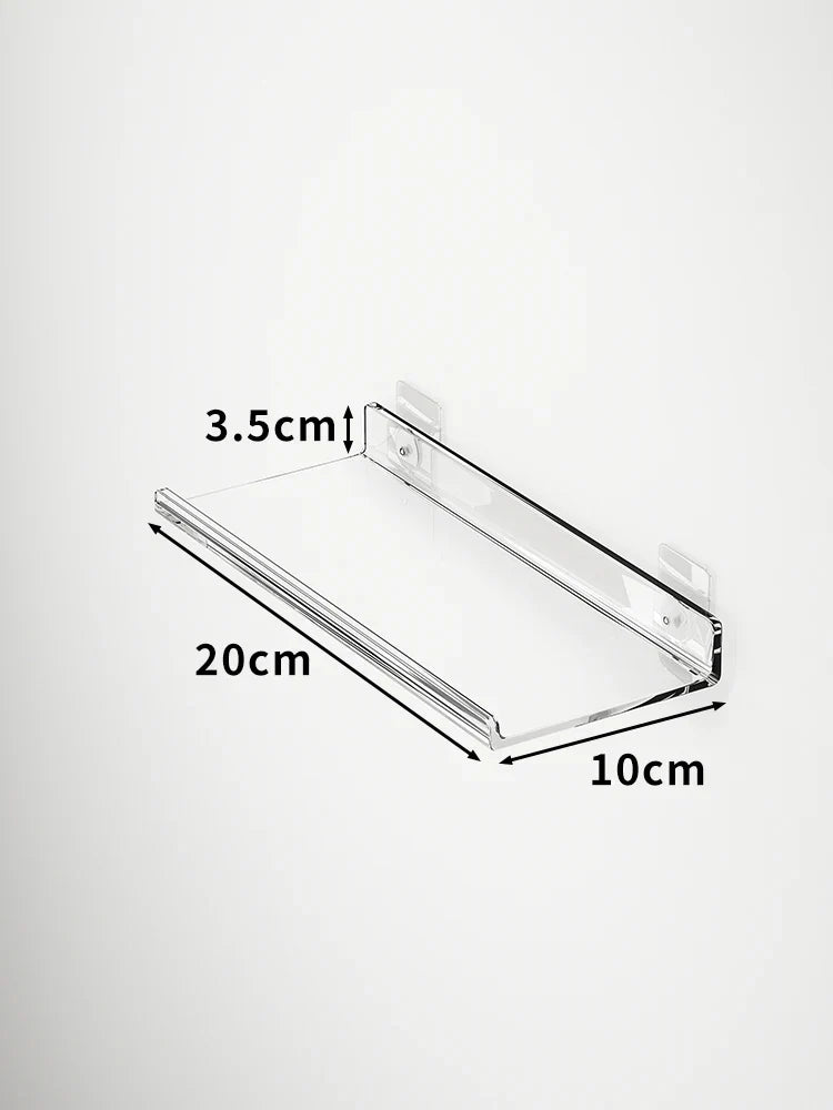 Transparent acrylic floating wall shelf for organized storage - U 20x10cm