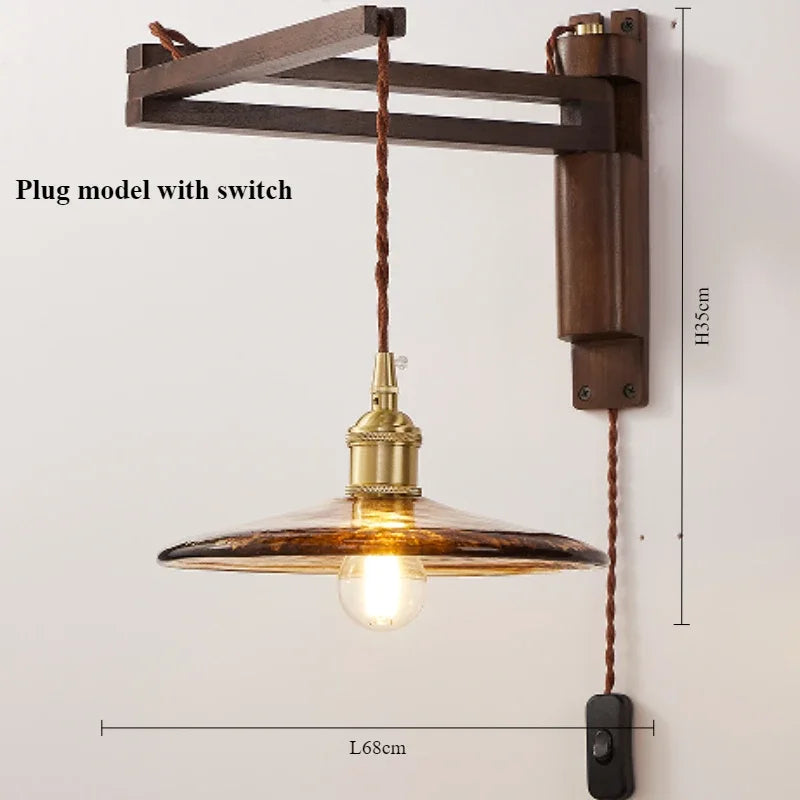 Modern walnut wood lamp with decorative led light - F -With Plug / Cool Light 6500K
