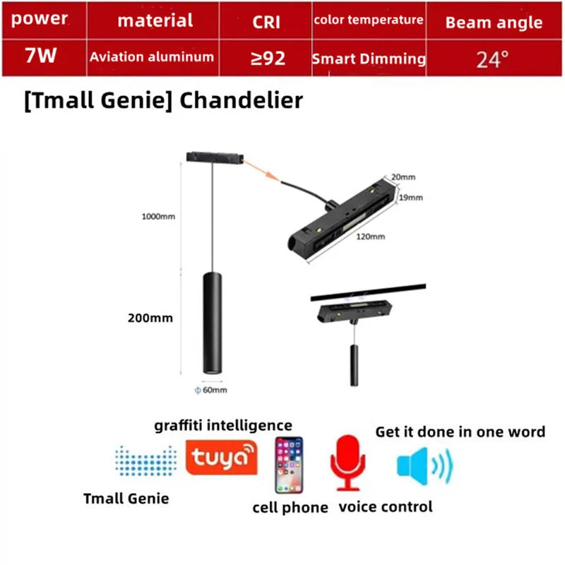 Intelligent voice-controlled lamp with integrated lighting - Tmall Intelligence / 1pc 7W Pendant Lamp