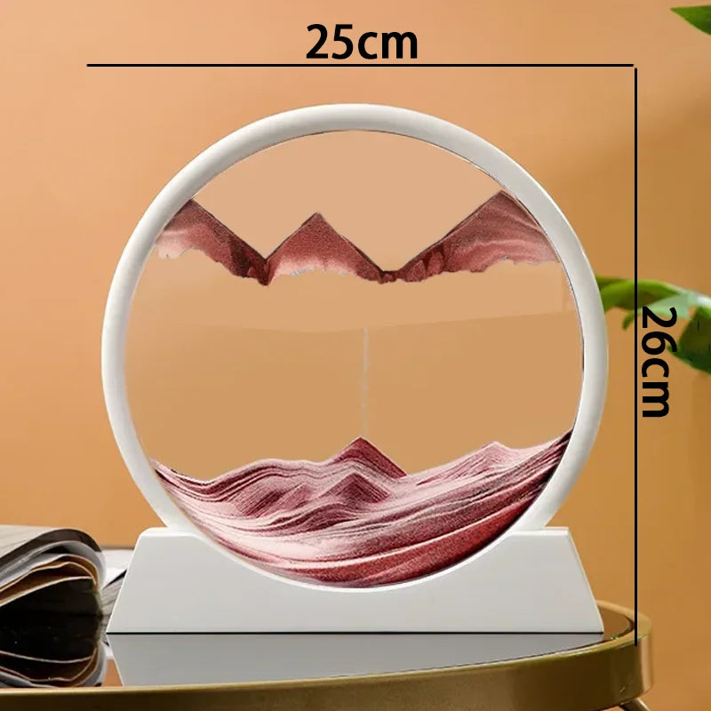 Glass hourglass 3d sand landscape in motion artistic decoration - F-Coffee (12 inches)