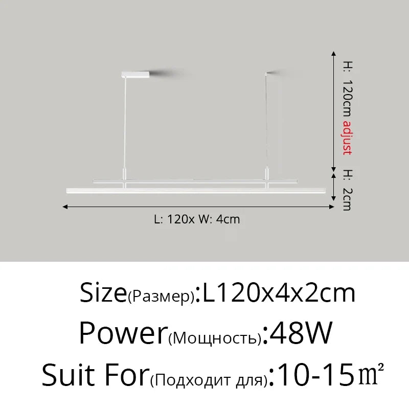Nordic design LED chandelier for modern interior lighting - B White L120x4x2cm / Neutral Light