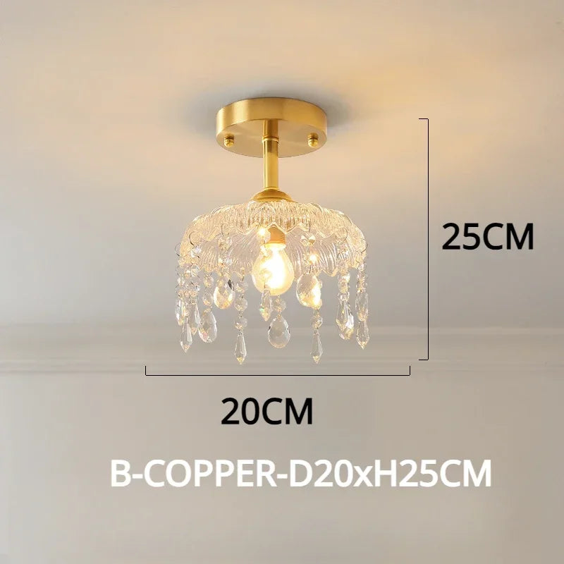 Vintage chandelier in crystal led elegant floral design - B-COPPER-D20xH25CM