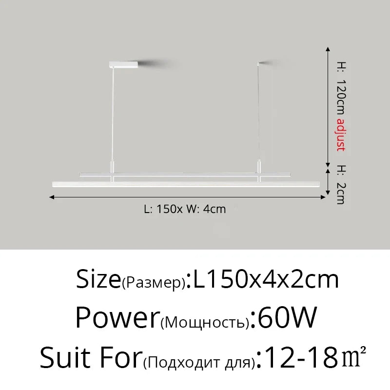 Nordic design LED chandelier for modern interior lighting - B White L150x4x2cm / Neutral Light