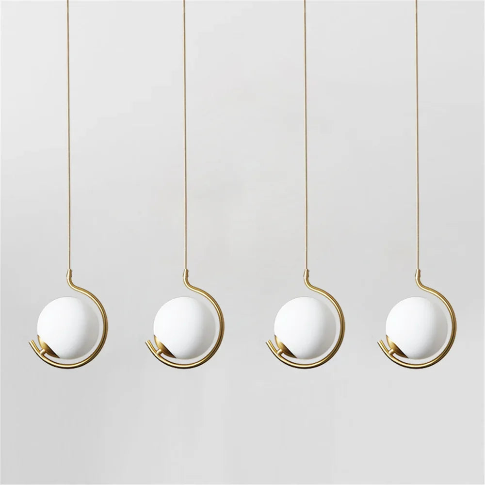 Nordic pendant light in metal and glass with decorative led ball - view 3