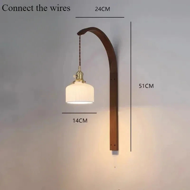 Modern walnut wood lamp with decorative led light - Connexion B / Neutral Light 4500K
