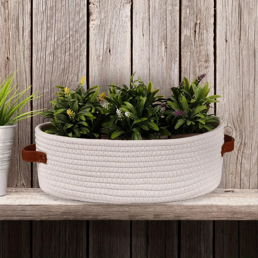 Oval Woven Bathroom Storage Basket, Multifunctional Desktop Organizer, Toilet Paper Holder, Toy Storage Basket - view 4