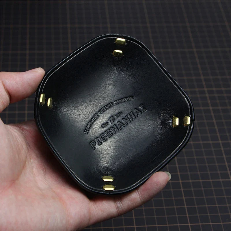 Leather storage tray for jewellery and miscellaneous items - Black
