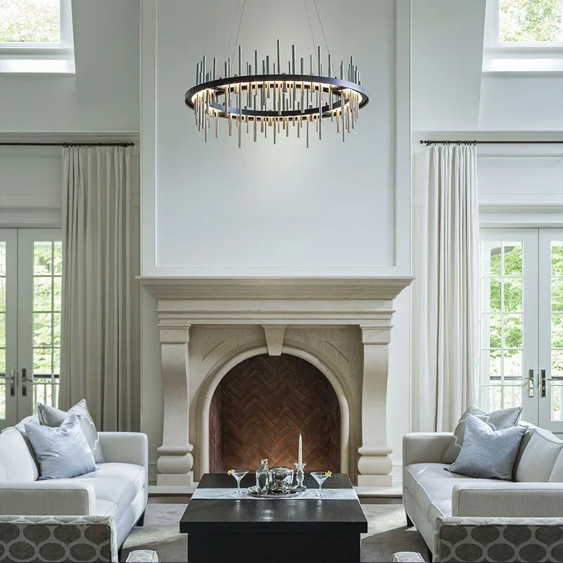 Minimalist chandelier in stainless steel black modern design - view 3