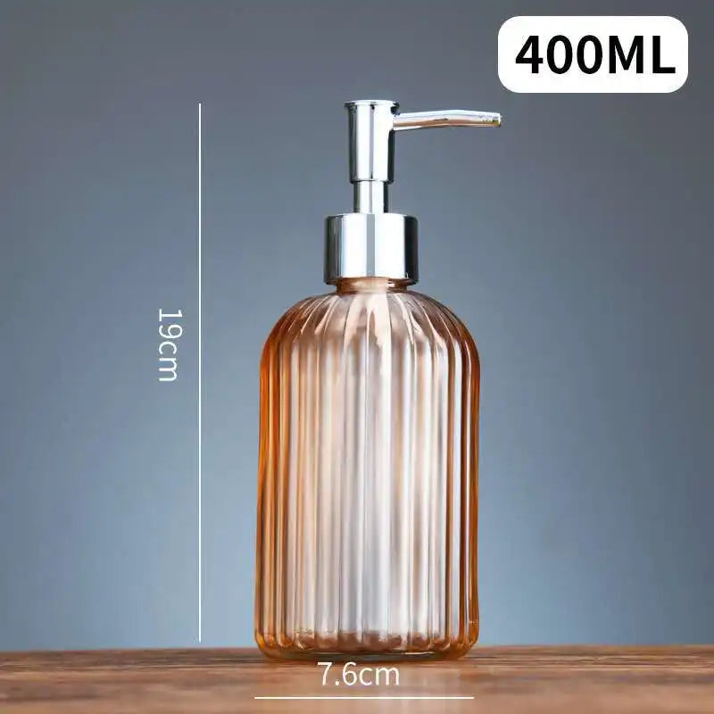 Portable glass liquid soap dispenser for bathroom - Vertical Yellow