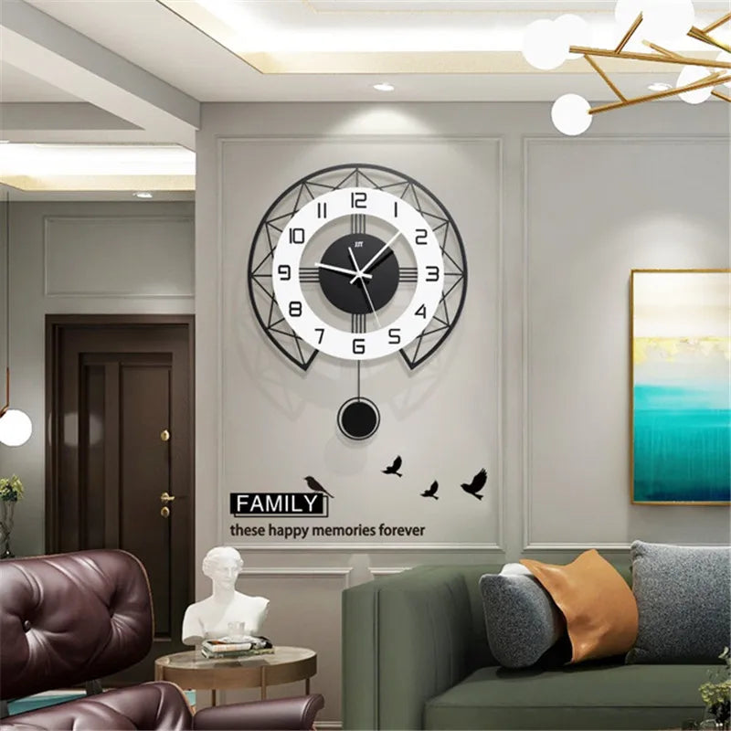 Swinging Wall Clock for Home Living Room, Interior Decoration Silent Horologe, Minimalist Design, Living Room, Art Wall Clock - view 3