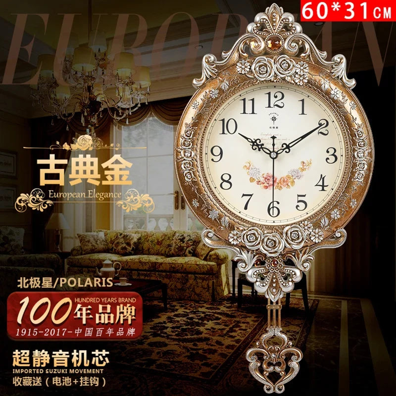 Silent modern style wall clock for interior decoration - C / 60X31CM