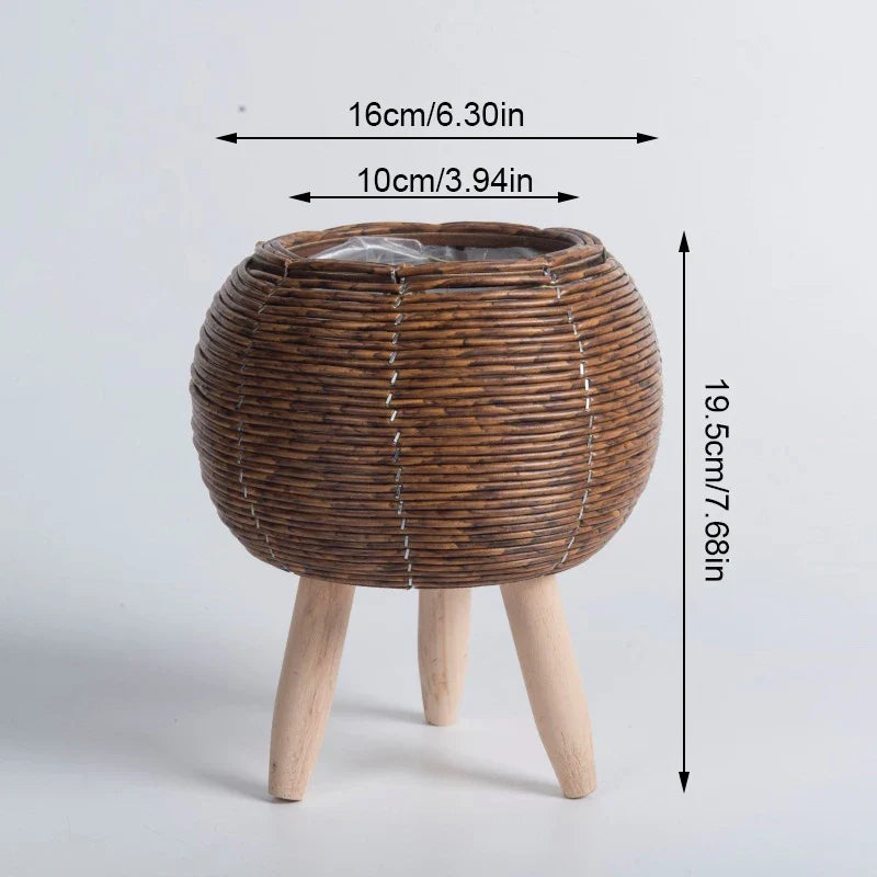 Nordic flower shelf in rattan imitation with removable feet - 02