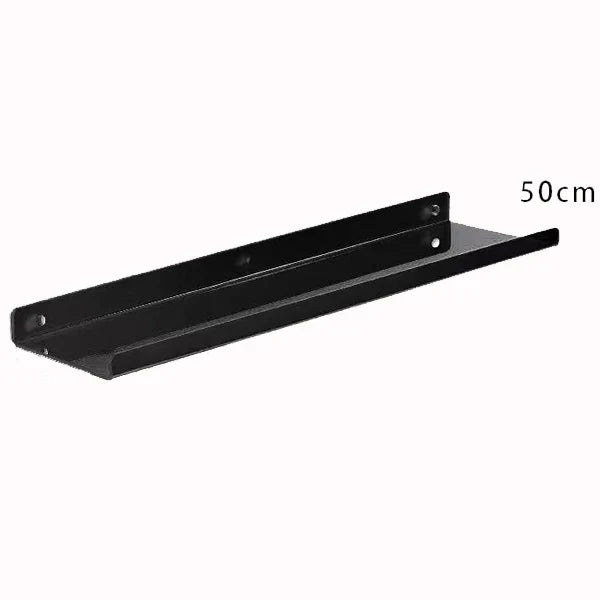 Acrylic Floating Wall Shelf Organizer for Living Room Decor - black  50X12cm / Drilling Install