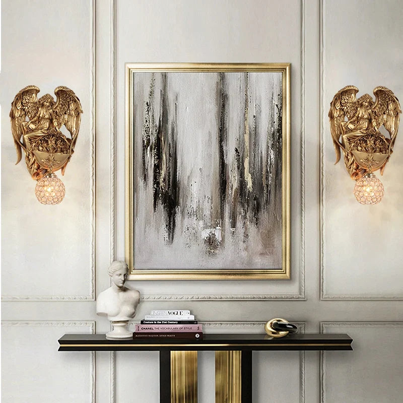 Decorative retro angel wall sconce for living room and restaurant - view 3