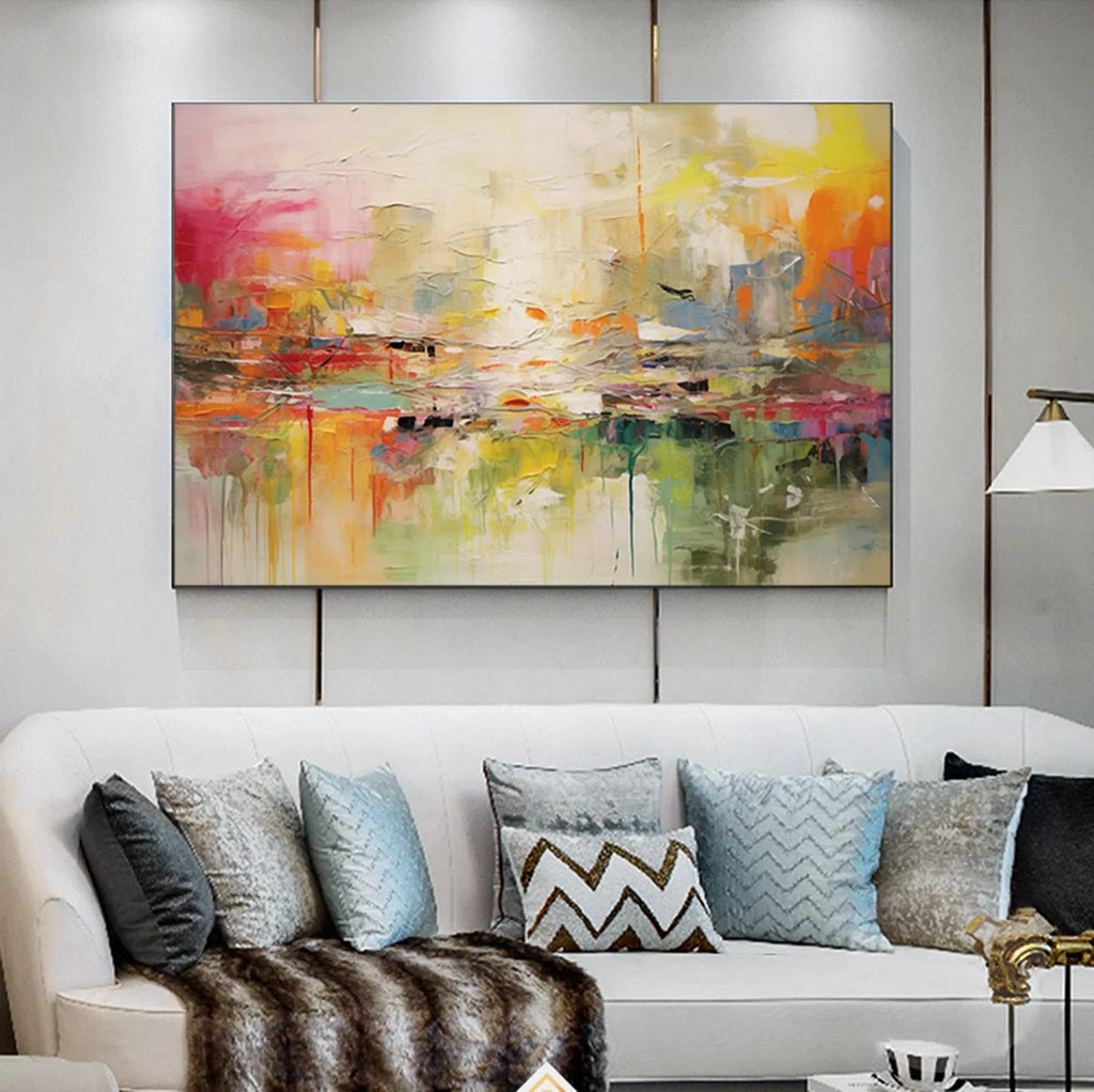 Large abstract mural painting hand painted for interior decoration